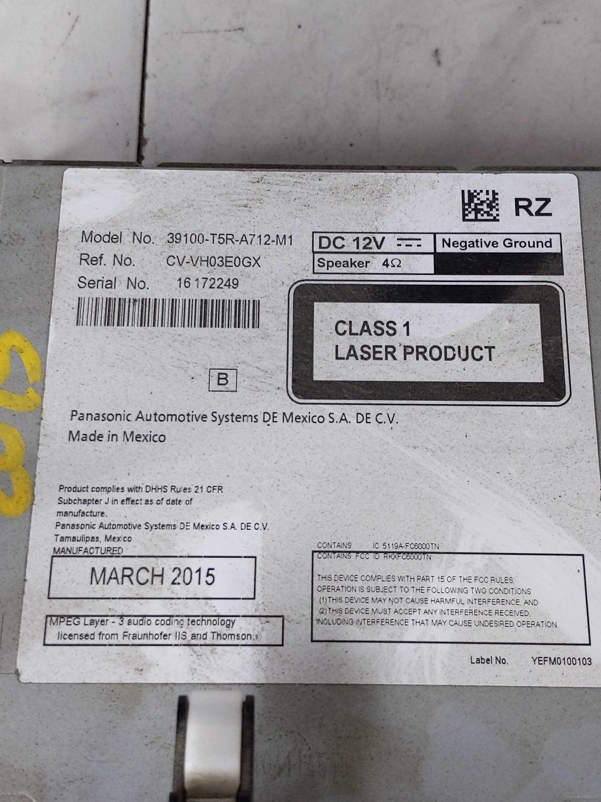 Audio & Visual Equip.(radio) HONDA FIT 15 16 176