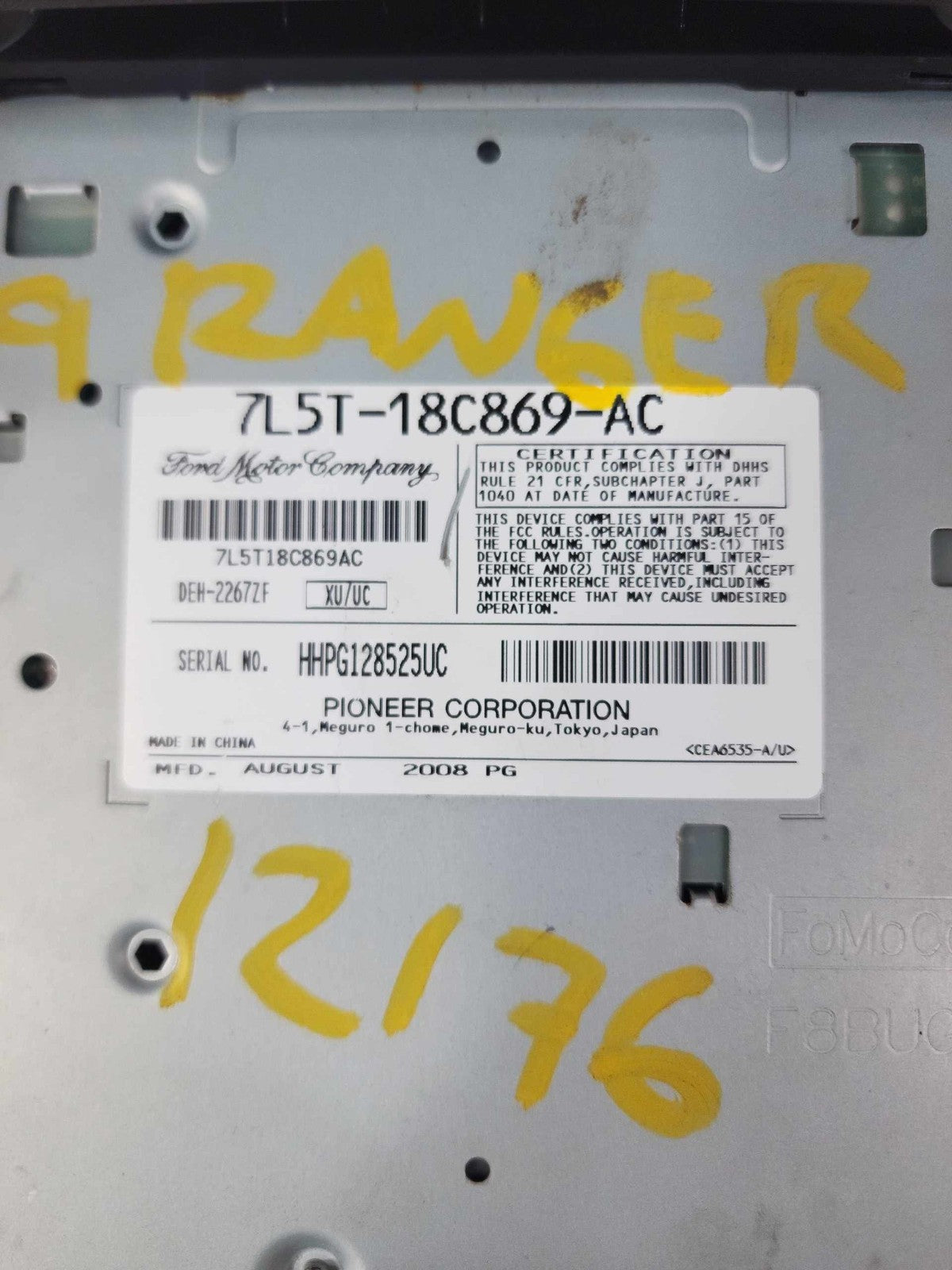 Audio & Visual Equip.(radio) FORD RANGER 07 08 09 10 119