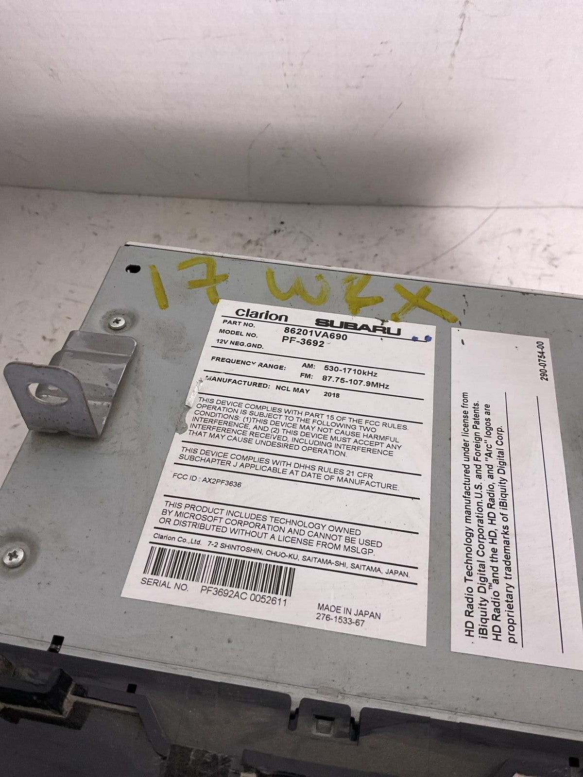 Audio & Visual Equip.(radio) SUBARU WRX 17 184