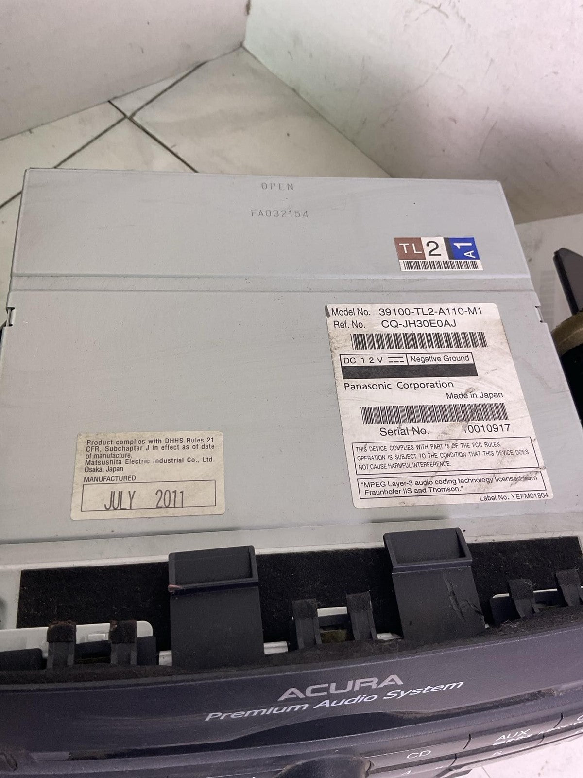 Audio & Visual Equip.(radio) ACURA TSX 11 12 13 142