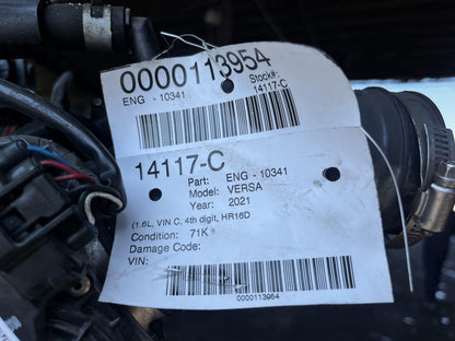 Engine Assembly 2021 Nissan Versa 1.6L CVT OEM5