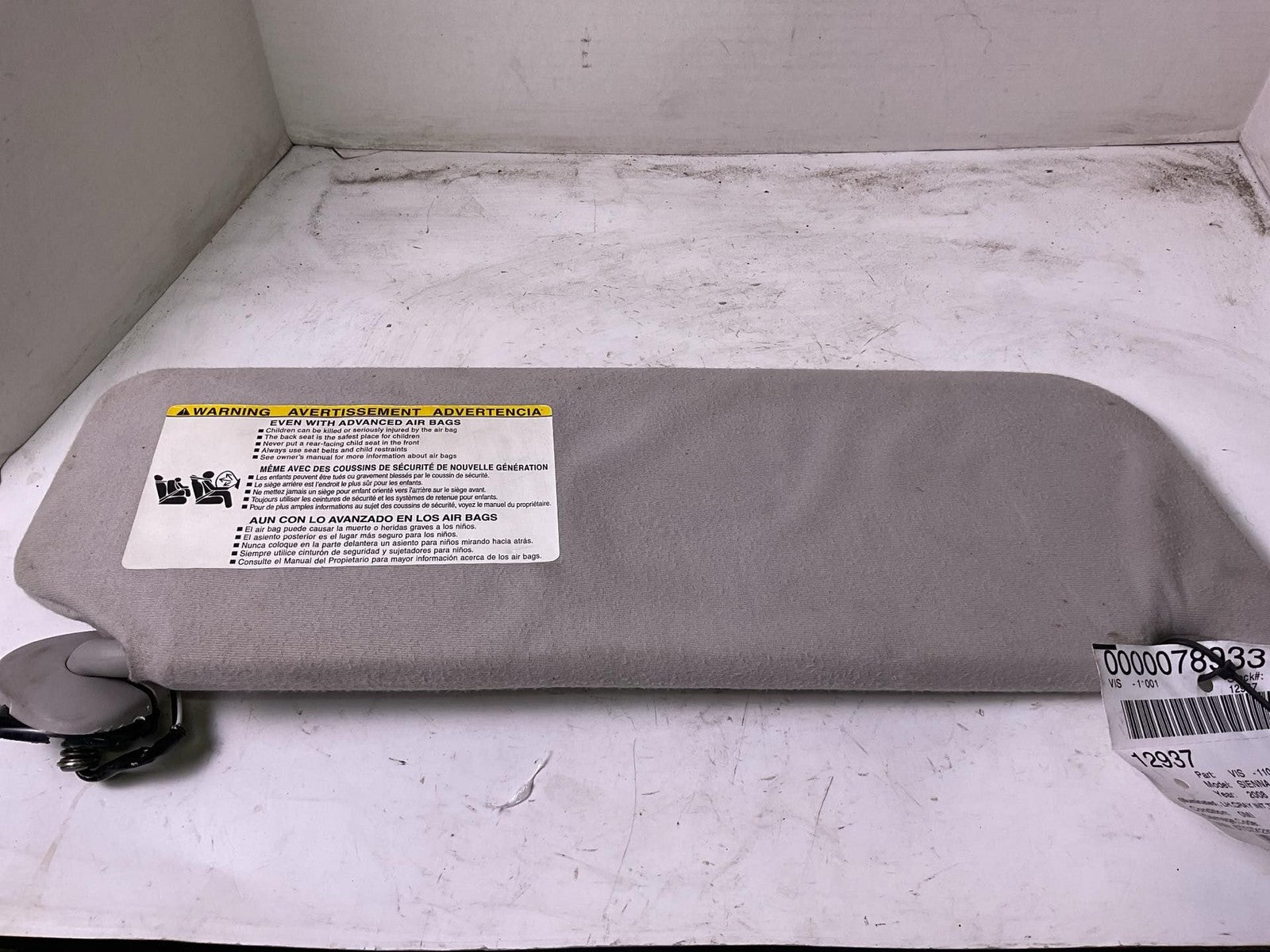 Sun Visor TOYOTA SIENNA Left 05 06 07 08 09 100