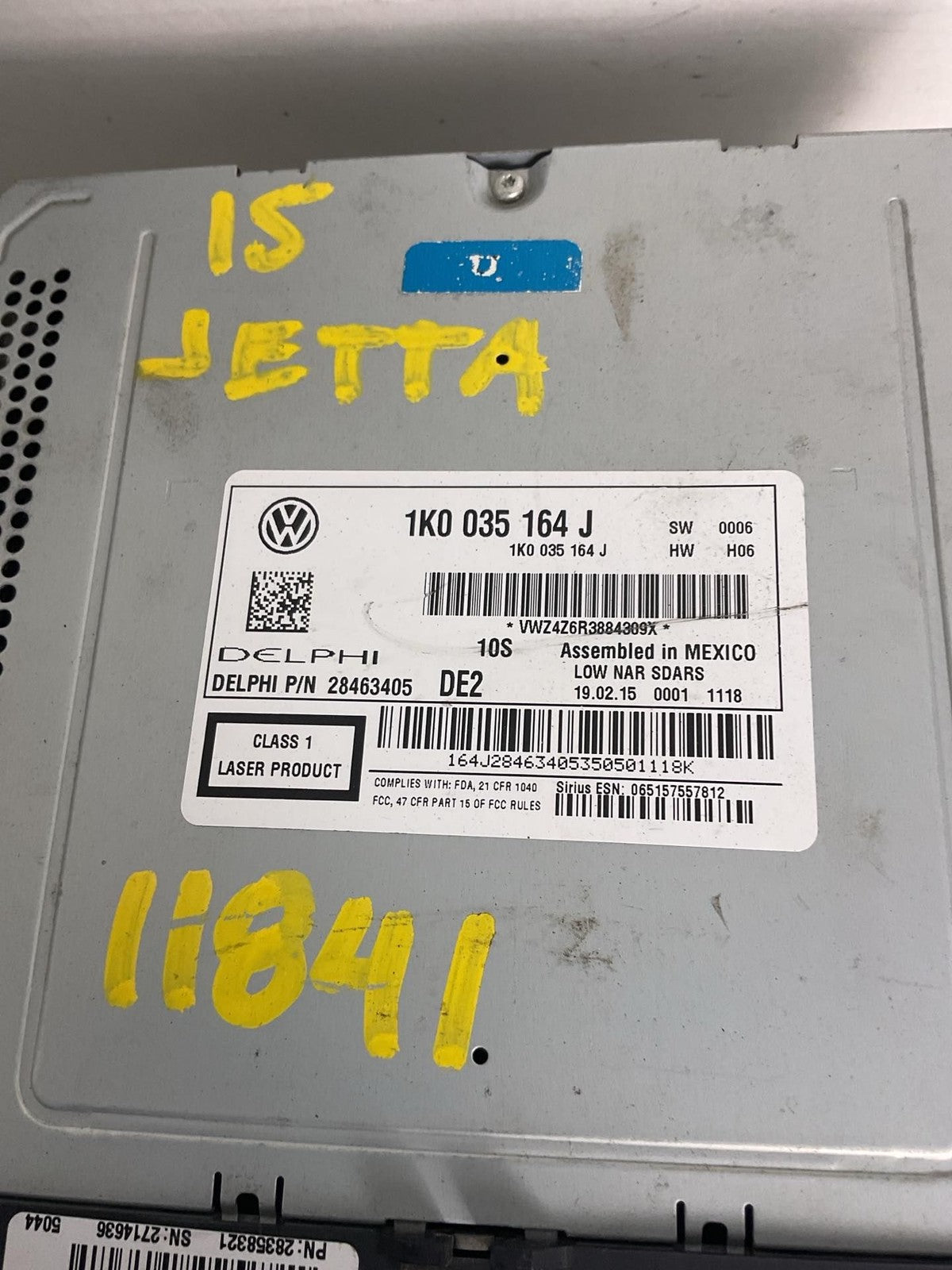 Audio & Visual Equip.(radio) JETTA EXCEPT GLI 14 15 16 17 181