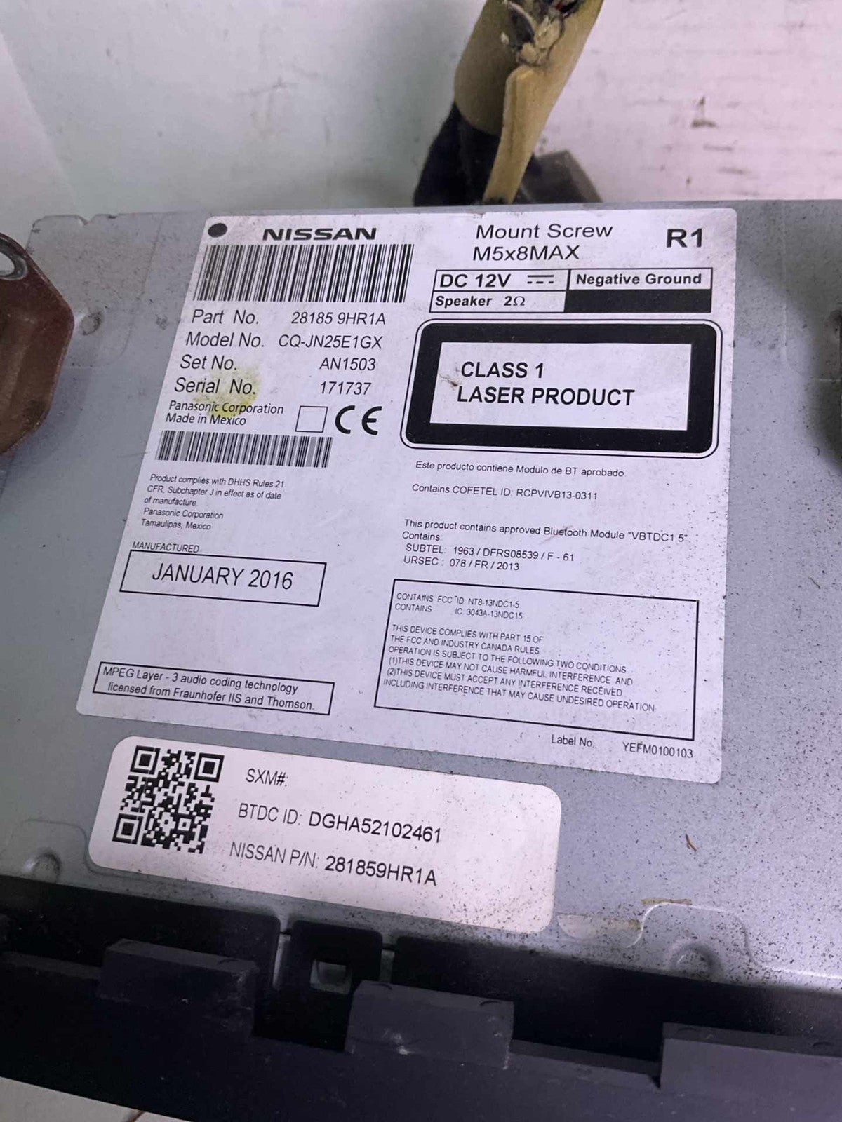 Audio & Visual Equip.(radio) NISSAN ALTIMA 161