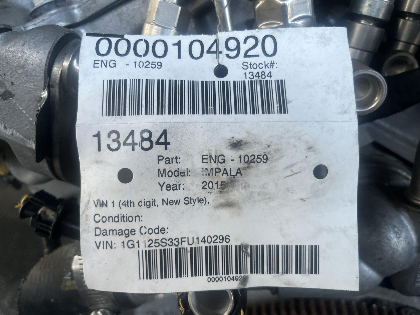 2015 Chevrolet Impala 3.6L V6 LFX Engine Assembly OEM2
