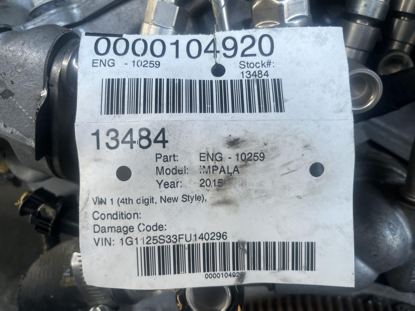 2015 Chevrolet Impala 3.6L V6 LFX Engine Assembly OEM2
