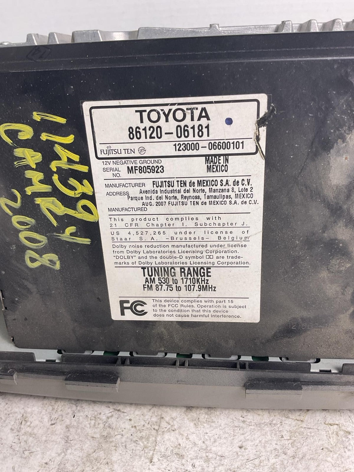 Audio & Visual Equip.(radio) TOYOTA CAMRY 07 08 09 10 111