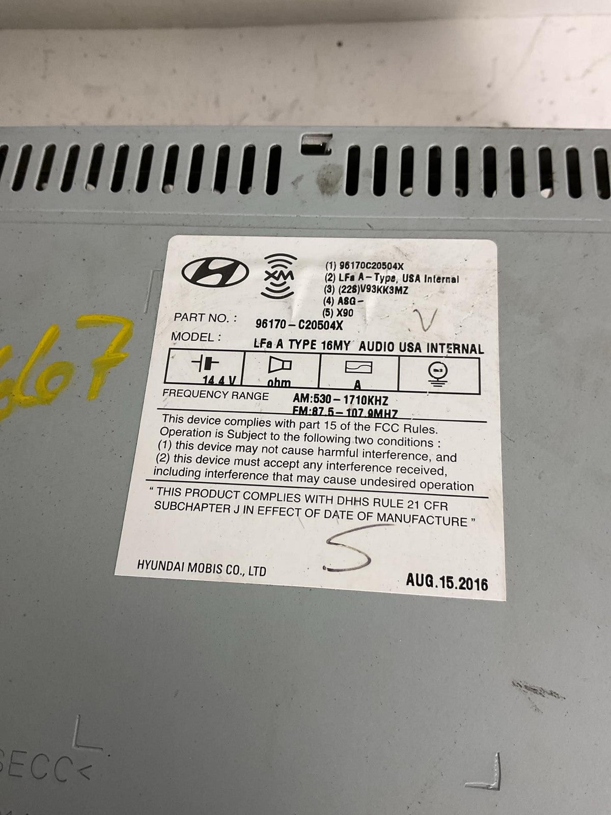 Audio & Visual Equip.(radio) HYUNDAI SONATA 15 16 171