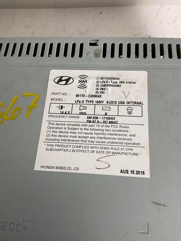 Audio & Visual Equip.(radio) HYUNDAI SONATA 15 16 171