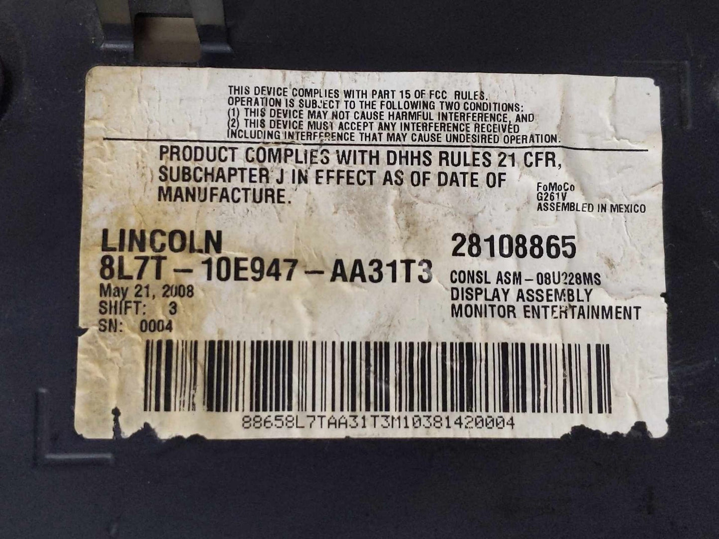 Info-gps-tv Screen LINCOLN NAVIGATOR 08 09 10 11 125