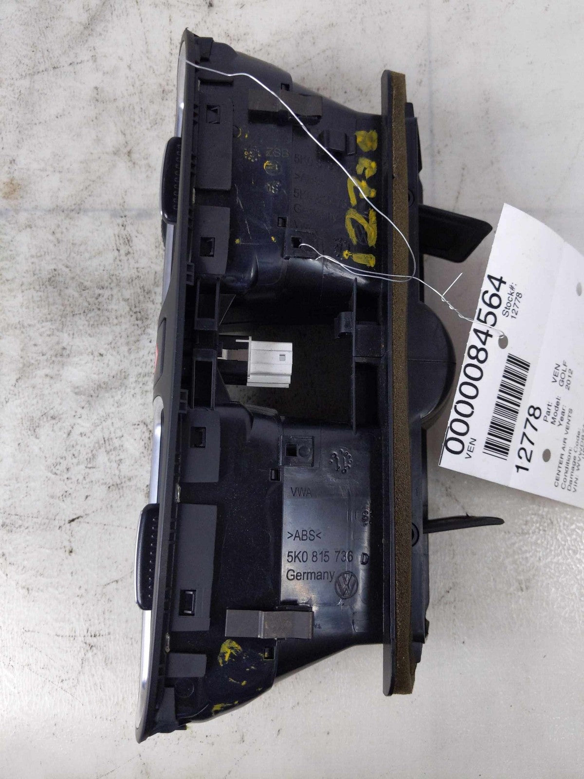 Air Cond./heater Vents GOLF EXCEPT GTI 121